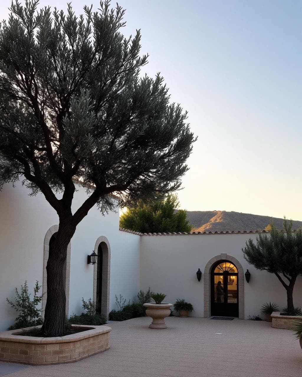 Esterno della villa al tramonto
