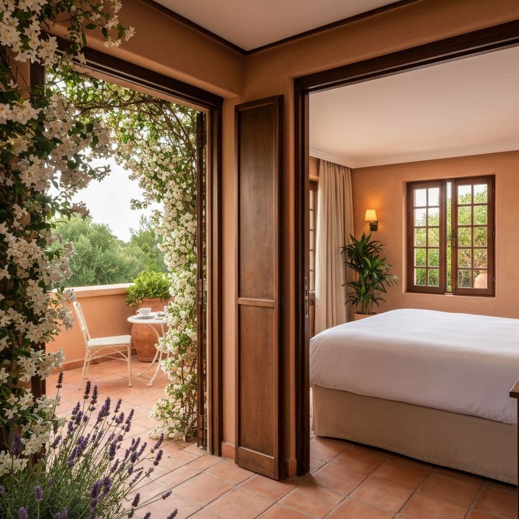 Interni eleganti della Suite Giardino con vista sul giardino