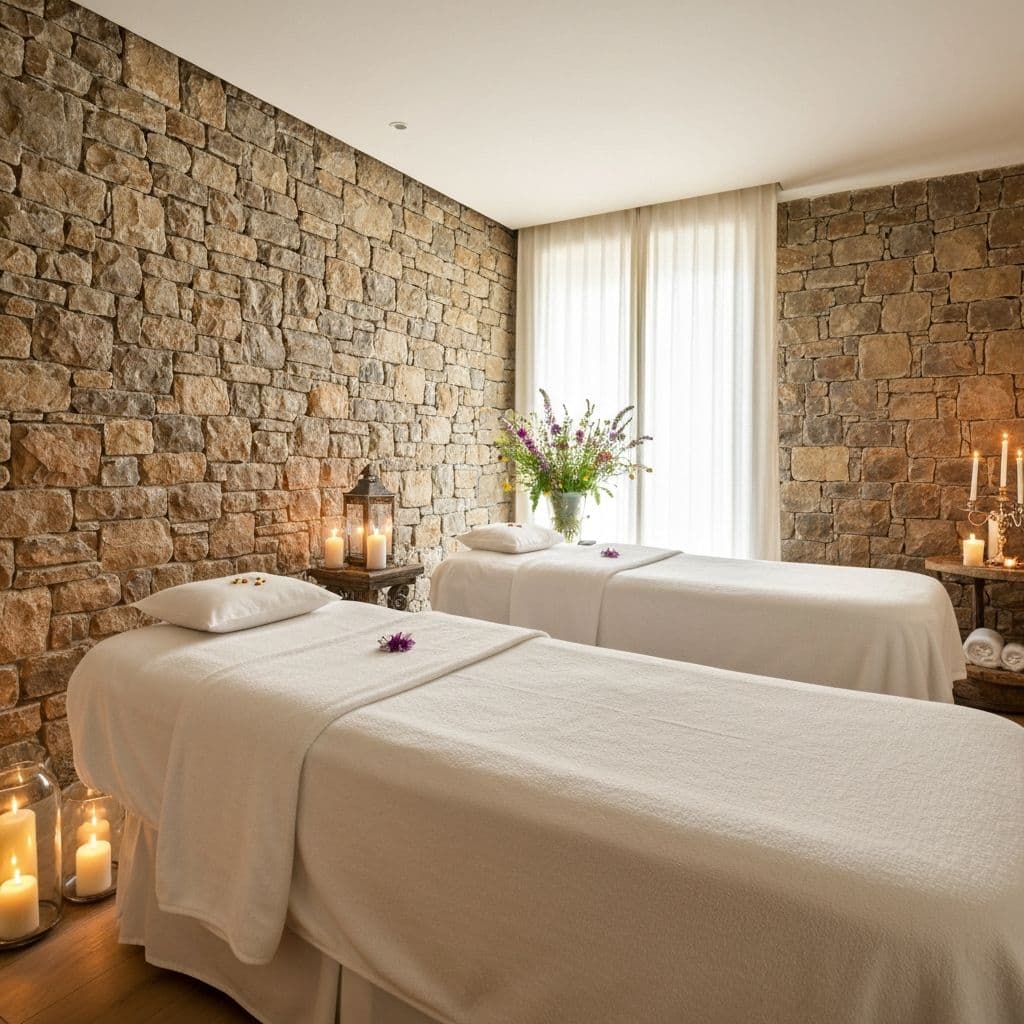 Sala trattamenti spa con vista sul mare